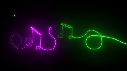 Green and Purple Neon Abstract Musical Notes and Sound Wave eighth note sixteenth note
