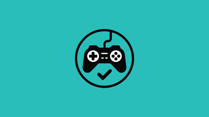 Print Game Controller Verified Connection Status Icon Black Glyph Vector illustration