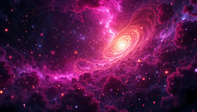 Vibrant spiral galaxy with nebula and stars