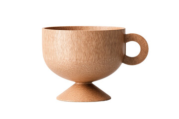 Light-brown wooden cup with pedestal base and handle