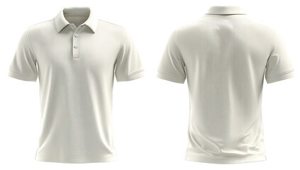 Blank cream polo shirt, front and back views