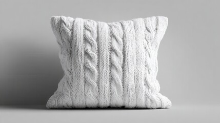 A Crystal Clear photo of white Knitted Pillow Textile Texture Mockup.
