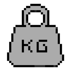 Pixel Weight Icon Vector Ideal for gaming interfaces, fitness apps, measurement, or digital art themes requiring a simple retro 8-bit aesthetic for mass or scale.