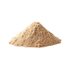 Pile of light brown powder on transparent background