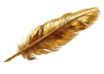 Gold feather quill, elegant and stylized
