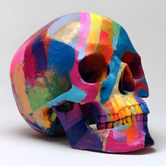 Painted Skull with Bold Colors