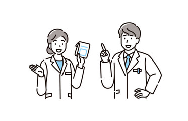 薬剤師　白衣　男性　女性