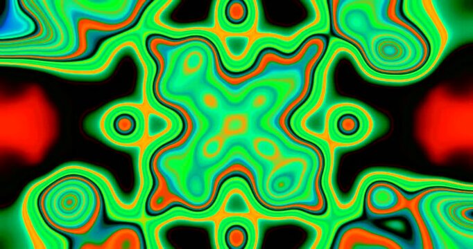 Dynamic tunnel video loop fills the screen with vibrant green patterns and fluid motion creating a calming visual experience