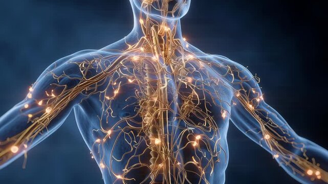 Human Nervous System and Lymphatic Network Science Visualization
