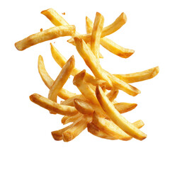 Golden french fries in a chaotic, appetizing pile