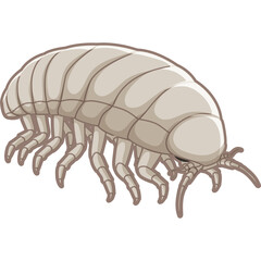 Pixel Art Woodlouse Insect Creature with Multiple Legs and Antennae on Transparent Background