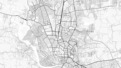 Dhaka City Map. Minimalist black and  white line art poster for printing, wallpaper, wall art, and map  resources for home and office decor