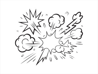 Hand Drawn Comic Explosion and Smoke Burst Doodles – Sketch Impact Icons