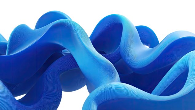 Flowing, layered blue waves on black backdrop