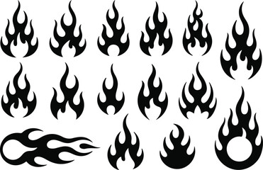 Flames silhouette set for design
