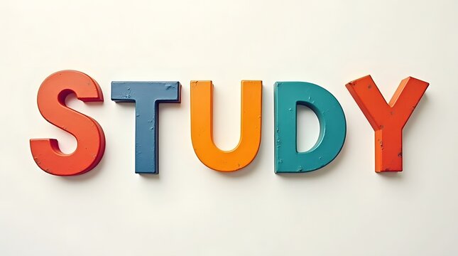 Inspiring colorful STUDY lettering for back to school projects and educational themes