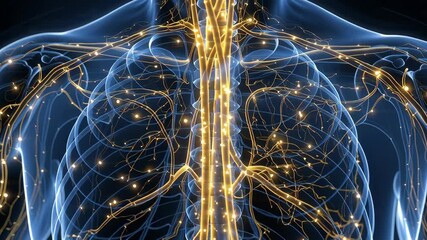 Digital visualization of human nervous system and neurological activity - Powered by Adobe