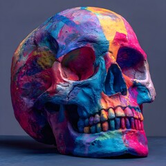 Painted Skull with Bold Colors