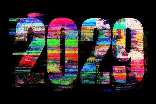 Colorful Glitch Art of Year 2029 with Vibrant Digital Effects