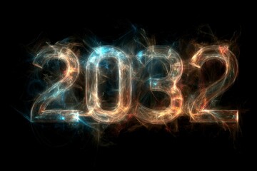 Futuristic Abstract Year 2032 with Colorful Light Effects and Glow