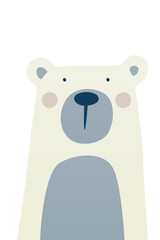 Cute scandinavian bear nursery room wall art decor