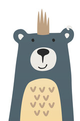 Cute scandinavian bear nursery room wall art decor
