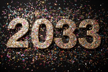 Creative Sparkling Numbers Representing New Year 2033 Celebration