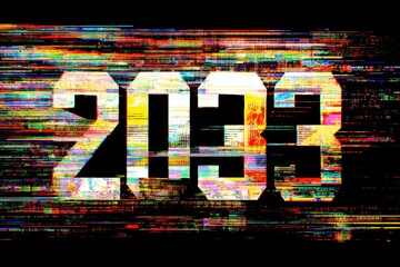 Digital Glitch Art with Numeric Representation for Year 2033