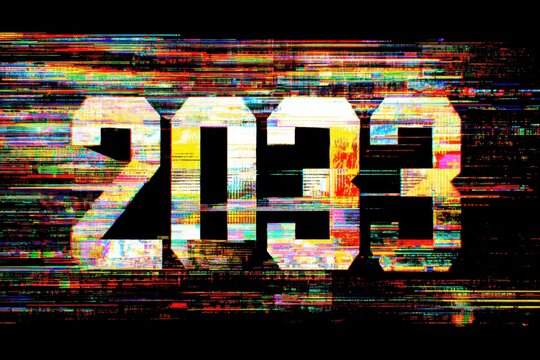 Digital Glitch Art with Numeric Representation for Year 2033
