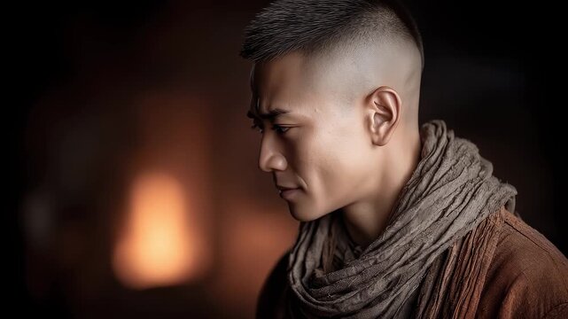 Tang Dynasty Warrior's Determined Face Shows the Heroic Spirit of a Prosperous Era