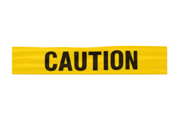 Yellow caution tape creating a warning barrier, indicating danger or restricted access, with transparent background
