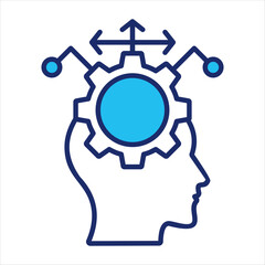 Critical thinking icon vector illustration in blue duo-tone style