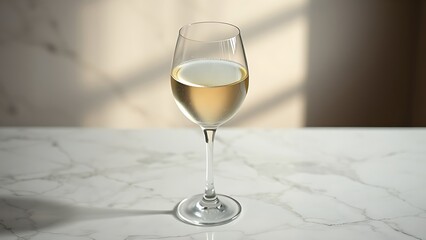 marbel. A crystal-clear wine glass on marble, adorned with condensation droplets and soft backlighting. bar promotions, beverage menus, designed for food & beverage menus and cafe branding.