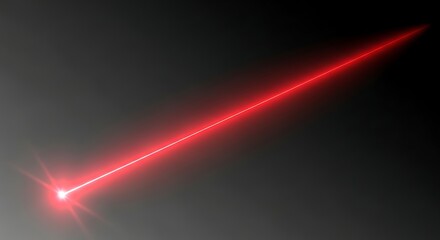 A single red laser beam cuts through the darkness, creating a striking visual effect with its intense light and precise trajectory