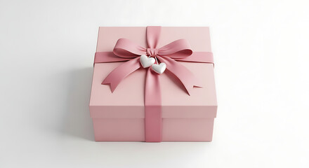 Pink gift box with heart ribbon