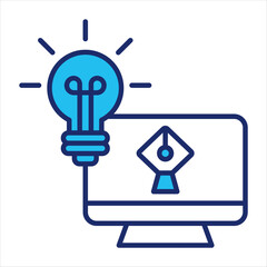 Digital tools icon vector illustration in blue duo-tone style