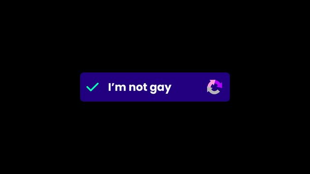 Humorous digital affirmation I'm not gay with a playful refresh icon on a sleek transparent background
