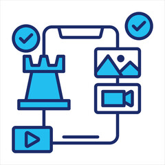 Content strategy icon vector illustration in blue duo-tone style