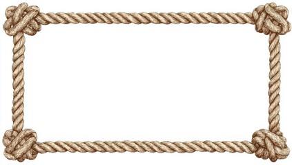 High quality photo of nautical rope frame with decorative knots isolated on white background