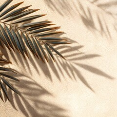 Palm Leaf Shadows on Sandy Summer Background