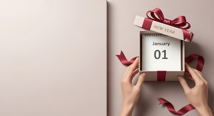 Unboxing New Year's Day with a gift of fresh starts and exciting possibilities, ready to embrace the future