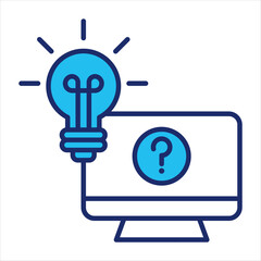 Solving technical problems icon vector illustration in blue duo-tone style