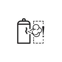 Gas leak detection icon. Features a cylinder venting vapor inside a danger zone frame. Represents chemical safety, hazard monitoring, industrial sensing, and environmental compliance.