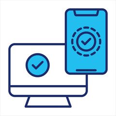 Protection icon vector illustration in blue duo-tone style