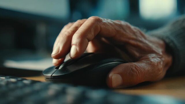 Close-Up of Callused Hand on Old Mouse