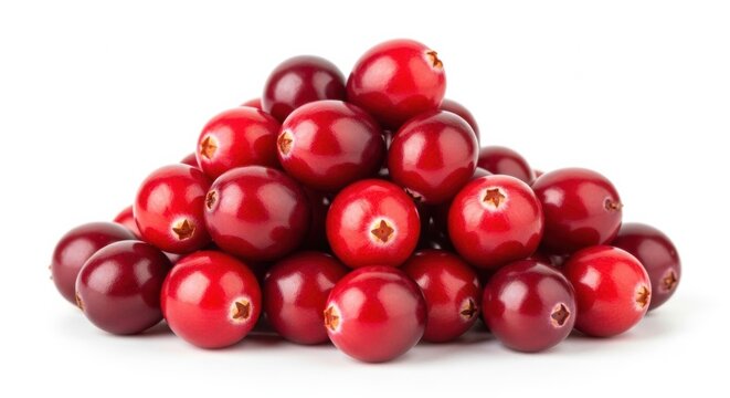 Heap of fresh ripe red cranberries isolated on white background for holiday cooking ingredients - Powered by Adobe