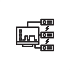SCADA System icon. Features a monitor with a graph connected to industrial control modules. Represents supervisory control, data acquisition, process automation, remote monitoring, and IIoT.