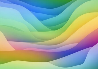 Abstract background featuring layered wavy shapes with a gradient of vibrant rainbow colors