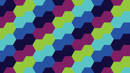 Abstract geometric pattern with hexagonal shapes in vibrant colors creating a modern seamless design for backgrounds and digital applications