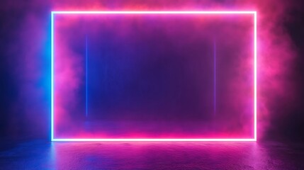 A neon light border frame in glowing pink, blue, and purple tones, designed to highlight content in web or graphic design projects